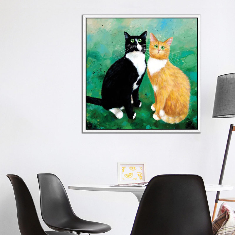 Milo And Archie by Kim Haskins - Single Picture Frame Print on Canvas, White Framed, 93.98 cm H x 93.98 cm W
