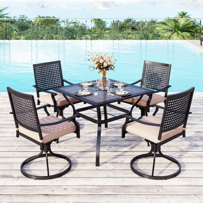 Leonard 4 - Person Patio Dining Set with Rectangular Table , Cushions Included