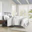 Édredon pour chambre 6 pièces en coton pour très grand lit - blanc / gris