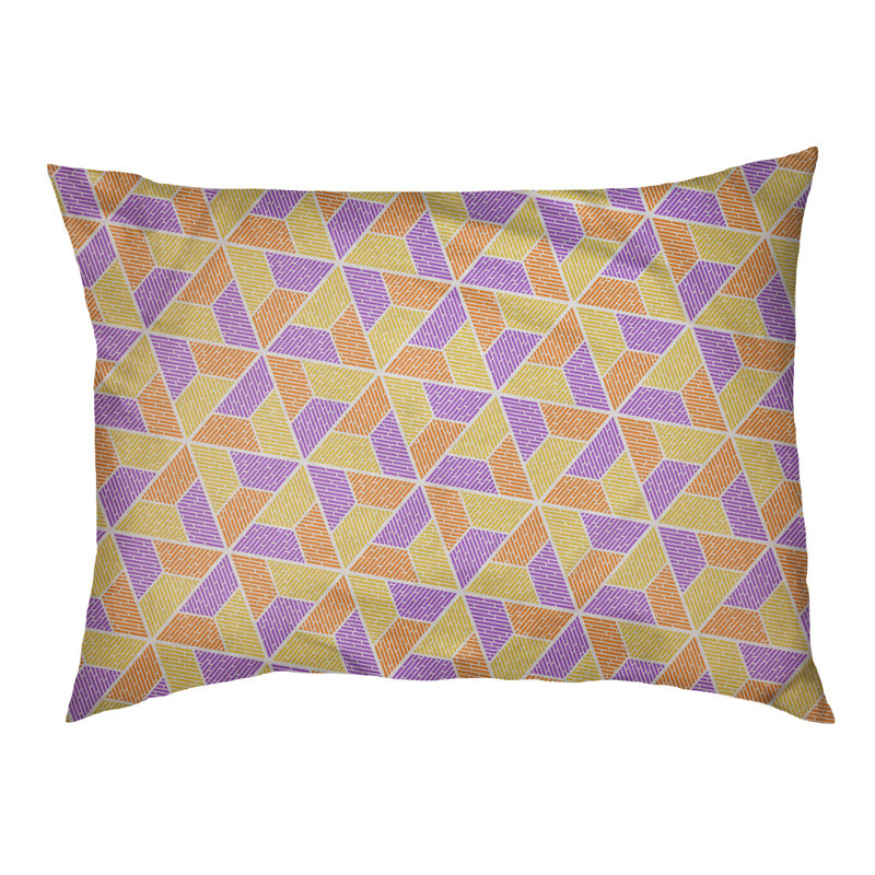 Coussin pour chien Byrge Trapezoids, Très grand (l 50 po x P 40 po x H 42 po), Orange / jaune / mauve