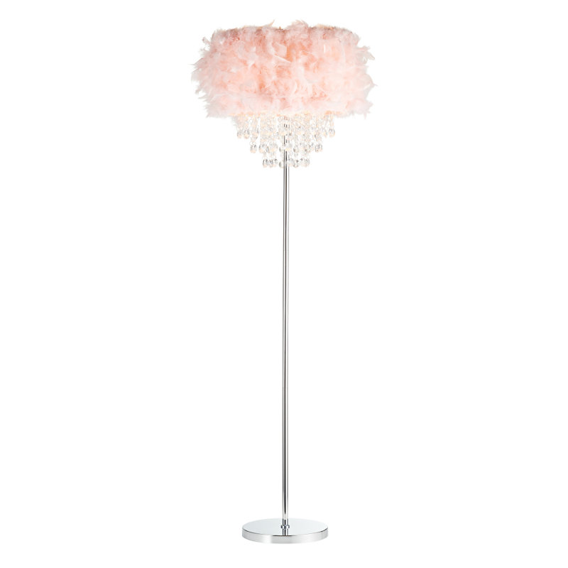 Grebasch Modern Chandelier Style Feather Table Lamp with Waterfall Acrylic Droplets