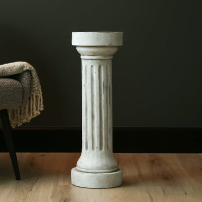 Derrico 65cm Antique White Terracotta Pillar For Tabletop Living Room Decoration Modern Home Accent Piece