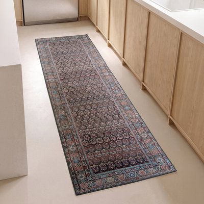 Zygi 2'6" x 10' Runner Rug – Ivory & Clay Floral Heritage Flatweave, Low-Pile – Easy Clean Runner Rug – Perfect for Hallway, Kitchen, Entryway – Pet & Kid Friendly