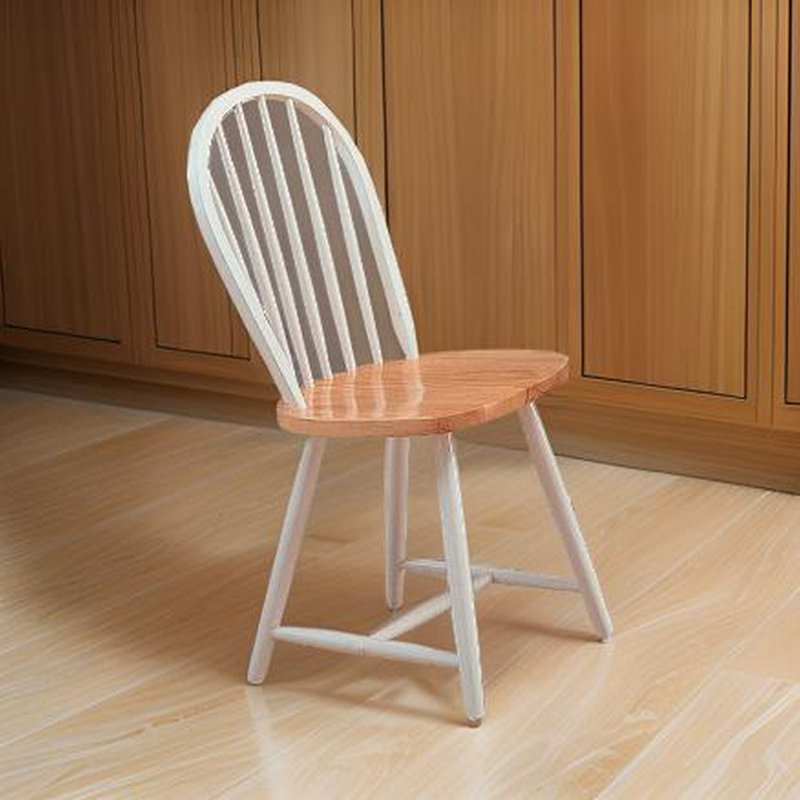 Danel Solid Wood Side Chair, White/Brown