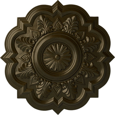 Endurathane Deria Ceiling Medallion, 20 1/4"OD x 1 1/2"P (Fits Canopies up to 6"), Hand-Painted Green Gold Finish