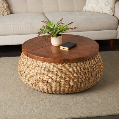 Table basse de salon avec plateau en teck brun Kai Cole