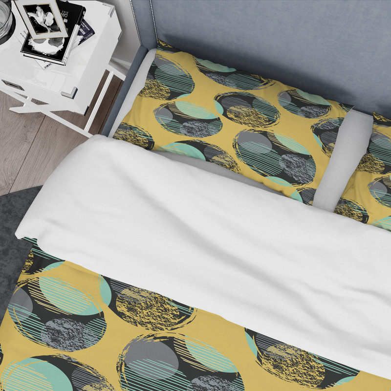 Ensemble de housse de couette en microfibre noir / jaune 3 pièces