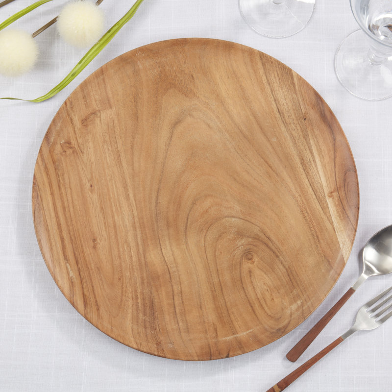 14 in. Natural Mango Wood Rustic Chargers, Set of 4