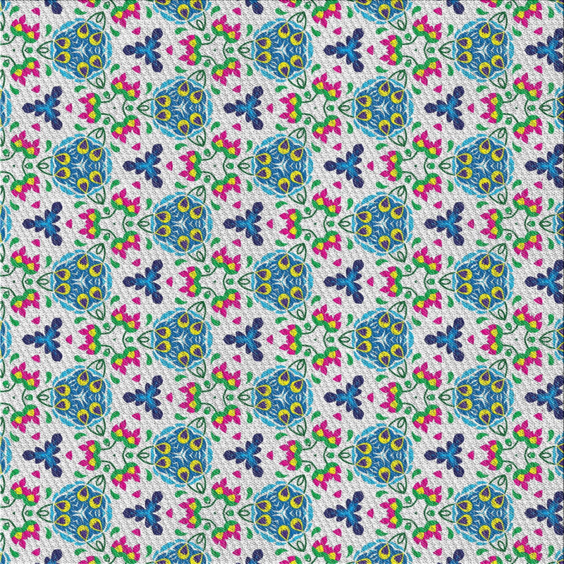 Tapis mauve/vert à tisser électrique, Carré 5 pi