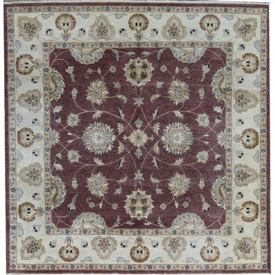 Hand-Knotted High-Quality Wine and Cream Area Rug