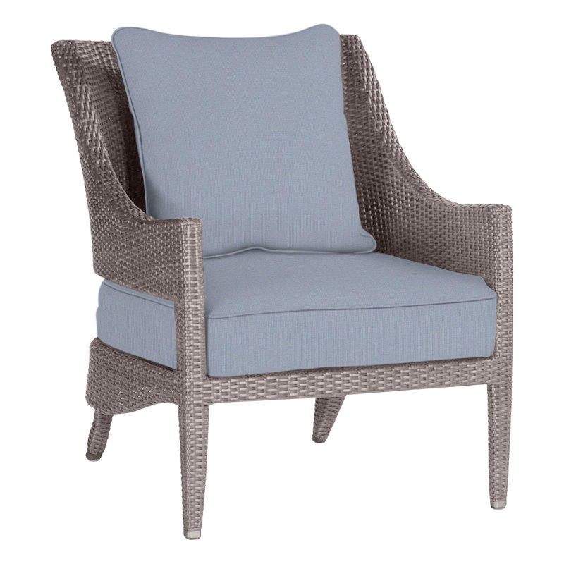 Athena Patio Lounge Chair with Cushions, Oyster, Arbor Chambray, Welt