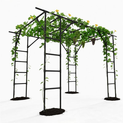 132" U-Shaped Garden Trellis, Heavy-Duty Metal Grape Vine & Cucumber Trellis for Climbing Plants, PE-Coated Steel Arch