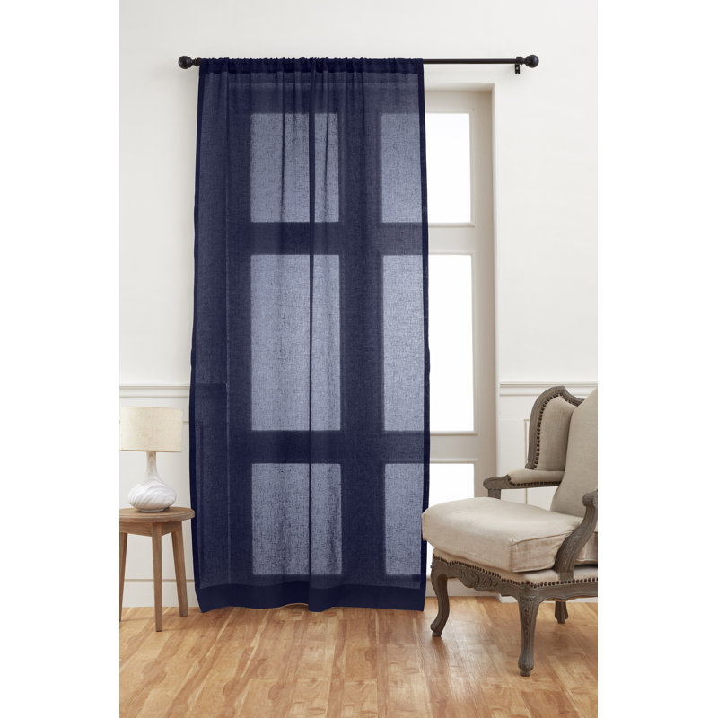 Light Natural Linen Sheer Rod Pocket Curtain Panel 52 x 54 Inch