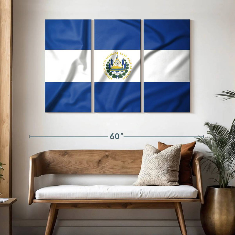 Borges El Salvador Silk Flag, 32" H x 50" W