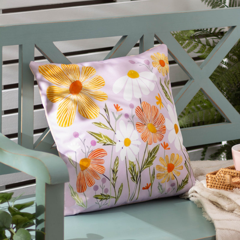 Andriani Indoor / Outdoor Floral Square Throw Cushion With Filling