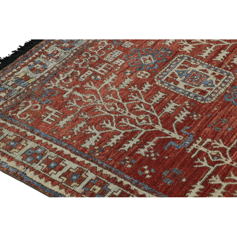Burano Hand Knotted Wool Geometric Area Rug, Rectangle 6' x 8'
