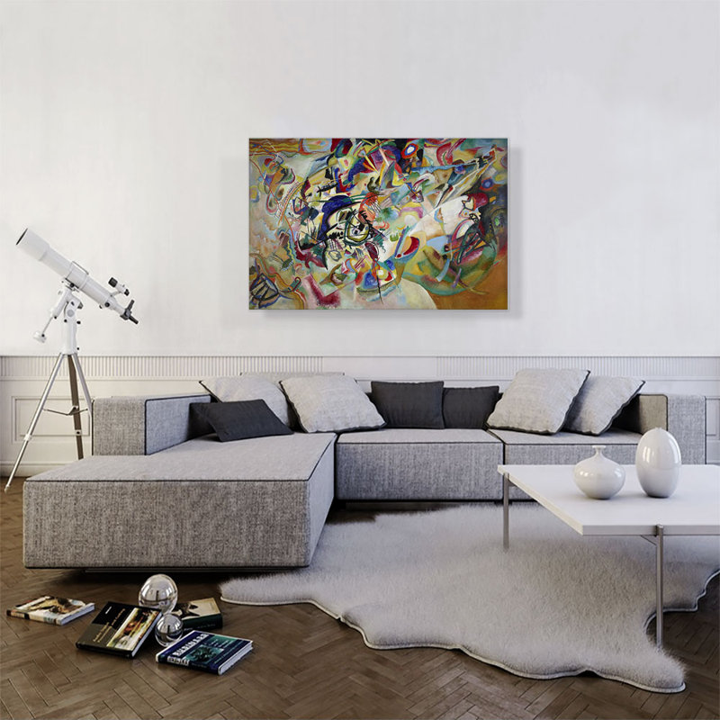 Composition Composition 1913 par Wassily Kandinsky - reproduction d'art sur toile tendue, H 26 po x l 40 po x P 0,75 po