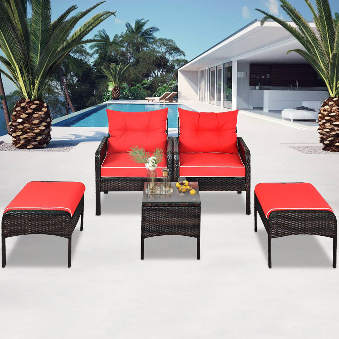 Aaltinus 4 - Person Patio Conversation Sets with Cushions (Set of 5) Wade Logan®