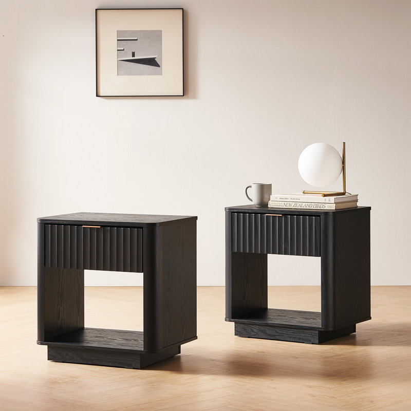 Dorcus Nightstand Set Of 2, Black, Black, Set of 2