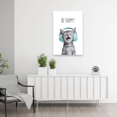 «Happy Kitten Music Playful Contemporary», reproduction d'art murale