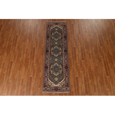 One-of-a-Kind 2'6" X 8'2" New Age Runner Wool Area Rug in Gray