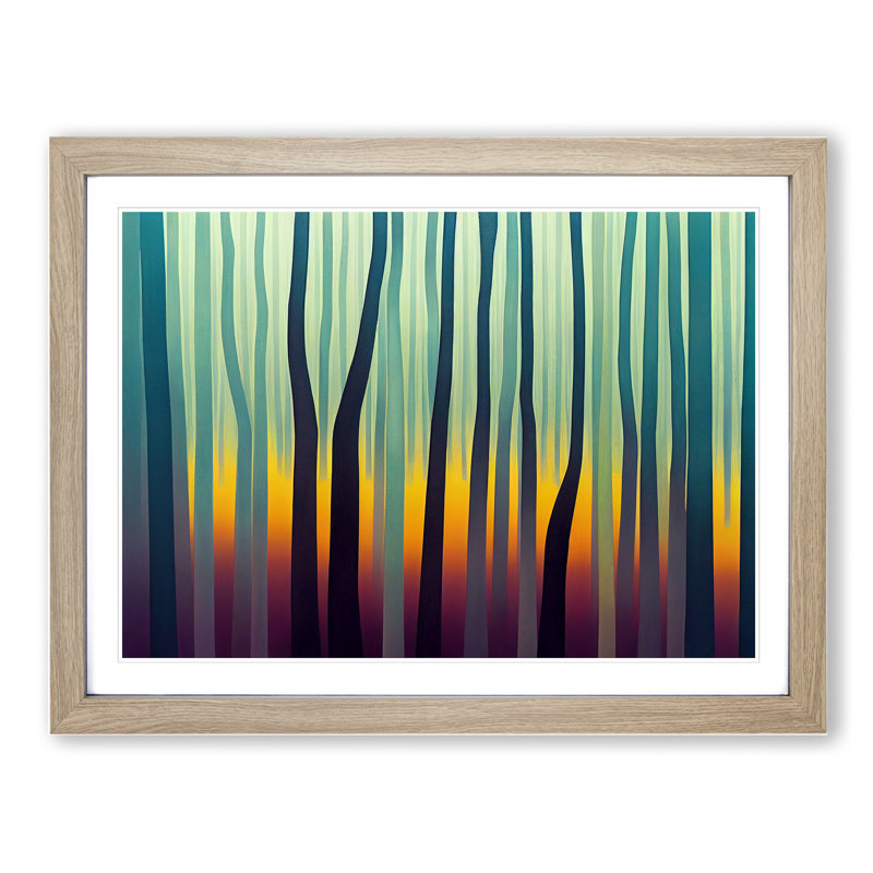 Mind Blowing Abstract Forest - Single Picture Frame Painting, 46cm H x 64cm W x 2cm D, Oak