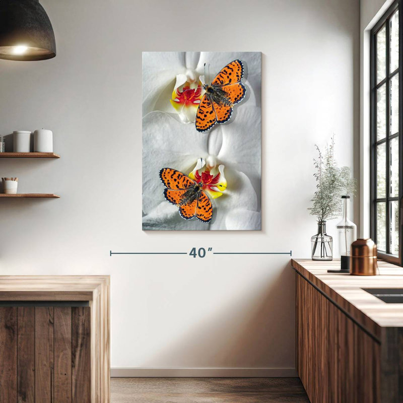 Duo papillon orange Brampt, H 39 po x l 26 po