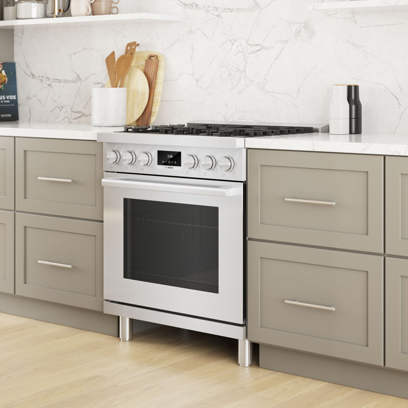 800 Series 30" 4 cu. ft. Freestanding Dual Fuel Range with True European Convection, Stainless Steel