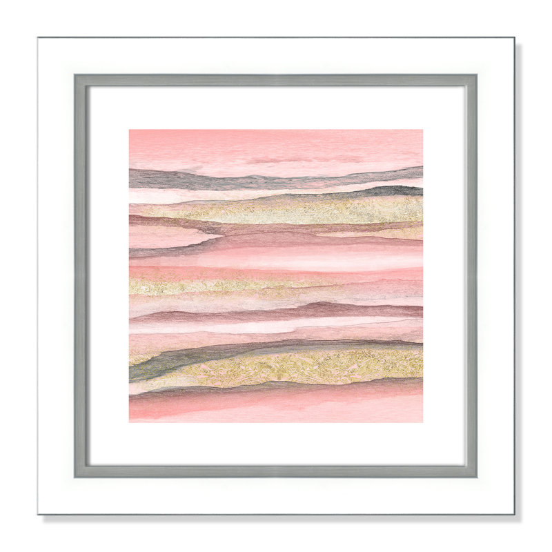 «Ondraya Blush Horizon», reproduction de peinture à l'aquarelle encadrée, H 34,25 po x l 34,25 po x P 1,125 po