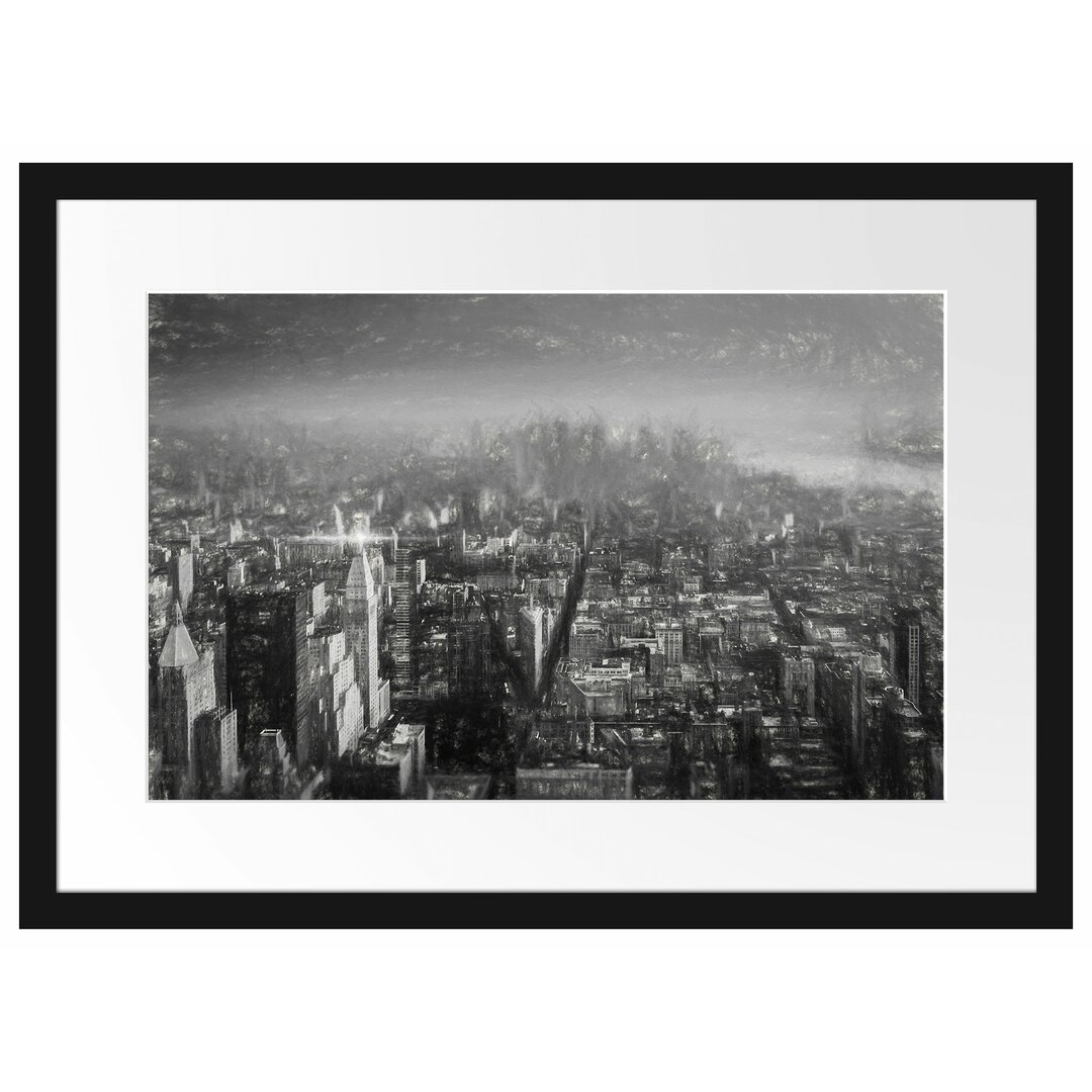 New York City bei Sonnenuntergang Gerahmter Fotokunstdruck Poster