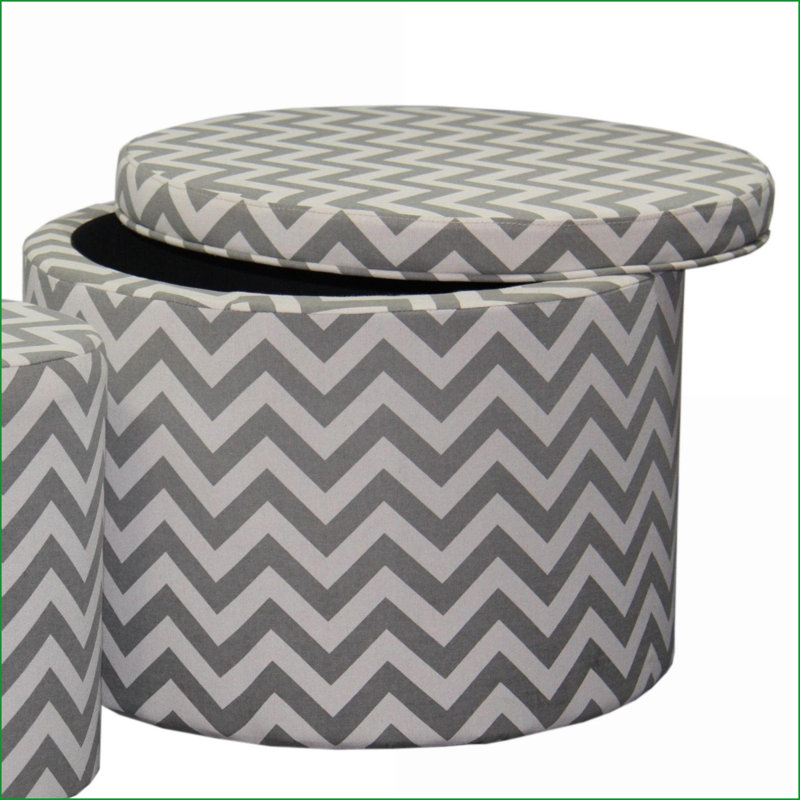 Repose-pieds avec rangement à chevrons et 1 place 17,35 po gris ardoise | gris | bois