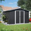 Outdoor 10x10 Ft Black Metal Utility Shed, Updated Heavy - Duty Frame, Lockable Double Doors, All Weather For Backyard Tools, Galvanized Steel With Waterproof And Ventilation Openings Large Storage