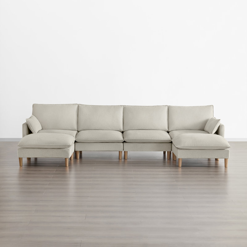 Clegg 140.5" 6 - Piece Upholstered Modular Sectional Sofa With Ottoman, Gray Polyester