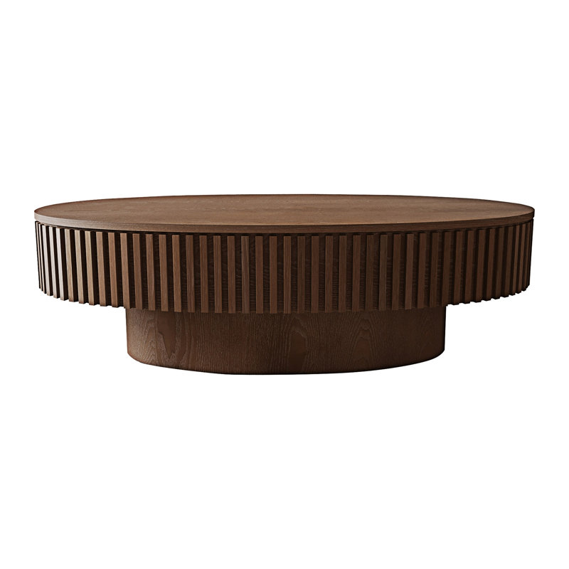 Oval Coffee Table With Storage, Walnut