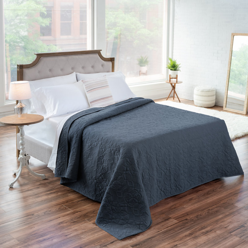 Basnight Cotton Quilt, Full/Queen , Slate Blue