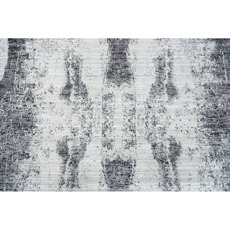 Jacquard Abstract Area Rug in Silver/Dark Gray, Rectangle 6' x 9'