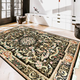 Hand Knotted Oriental Area Rug in Black
