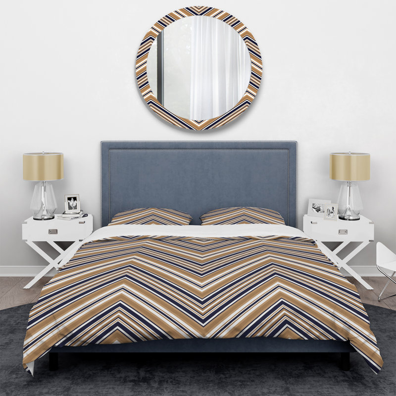 Ensemble de housse de couette en microfibre beige / bleu 3 pièces