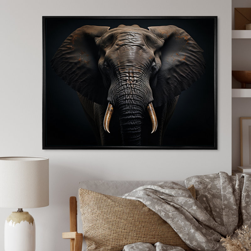 Éléphant, reproduction d'art sur toile, éléphant majestueux silencieux II, H 30 po x l 40 po, Cadre photo argenté