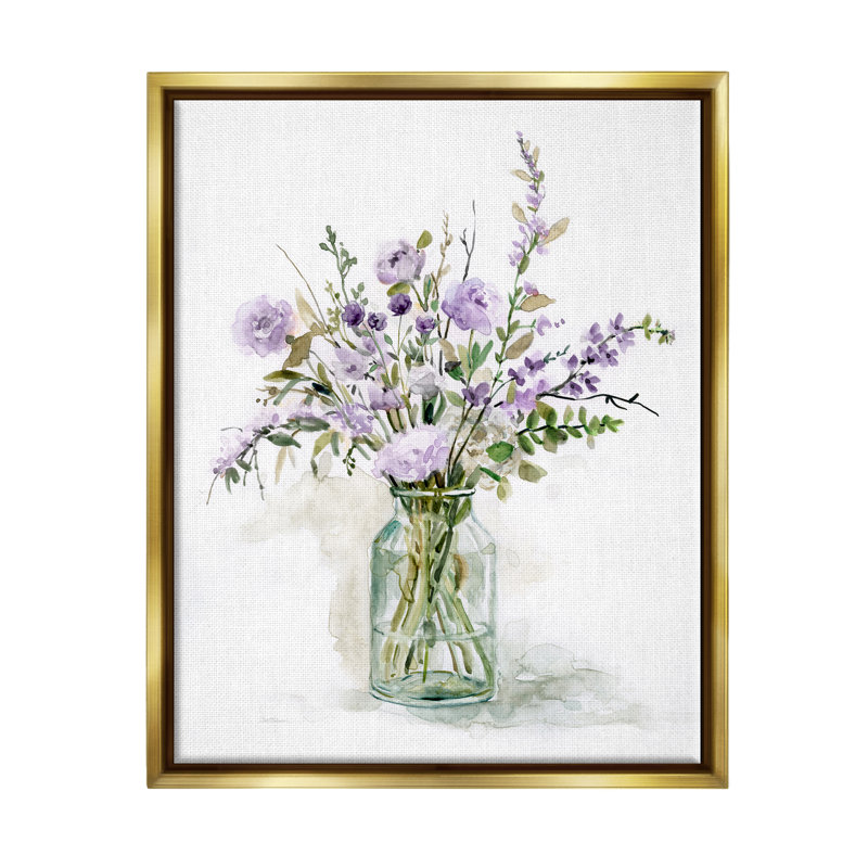 Vase en verre classique "Arrangement de lavande" par Carol Robinson - peinture sur toile à cadre flottant