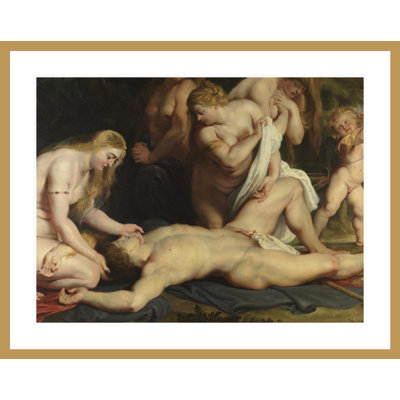 La mort d'Adonis avec Vénus Cupidon et les trois grâces (détail) par Peter Paul Rubens, impression giclée encadrée