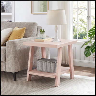 Athens Contemporary Wood Shelf End Table, Pink