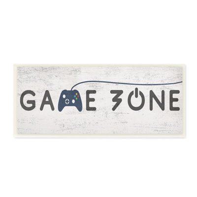 " Game Zone Video Gamer Phrase Rustic Blue Controller " by Daphne Polselli
