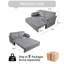 Grand lit convertible grand format avec revêtement en chenille, poche latérale et structure stable - tissu gris, rangement-97758238