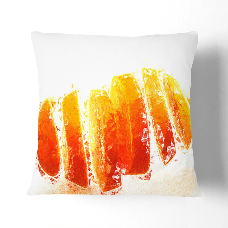 Floating Sliced Orange in Abstract Cushion with Filling, Stone, 40cm H x 40cm W x 15cm D