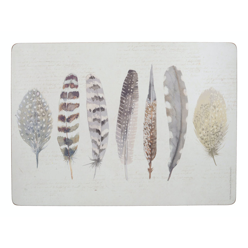Feathers Cork Animal Print Rectangle Placemat