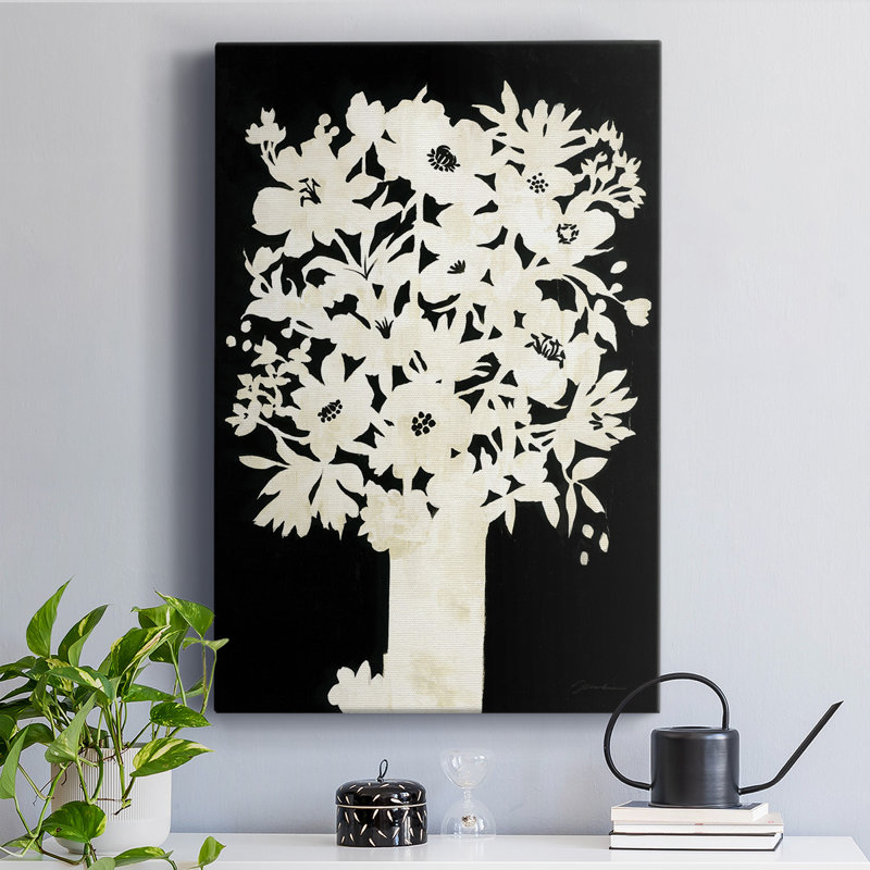 Toile tendue avec châssis Premium Floral Silhouette, H 12 po x l 8 po x P 1 po