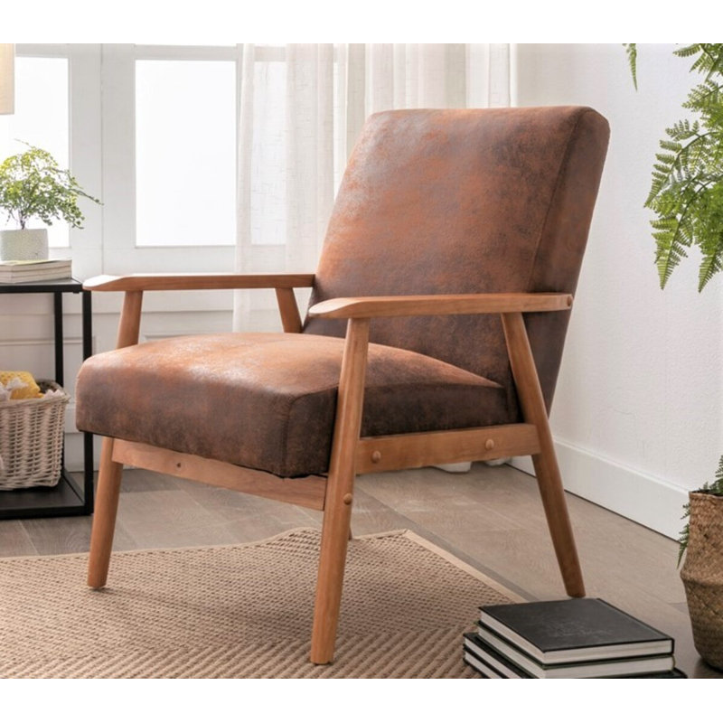 Fauteuil de l 25,375 po Beachwood, Microfibre brun clair