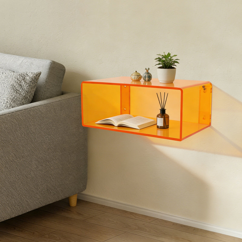 Table de chevet flottante en acrylique, Orange