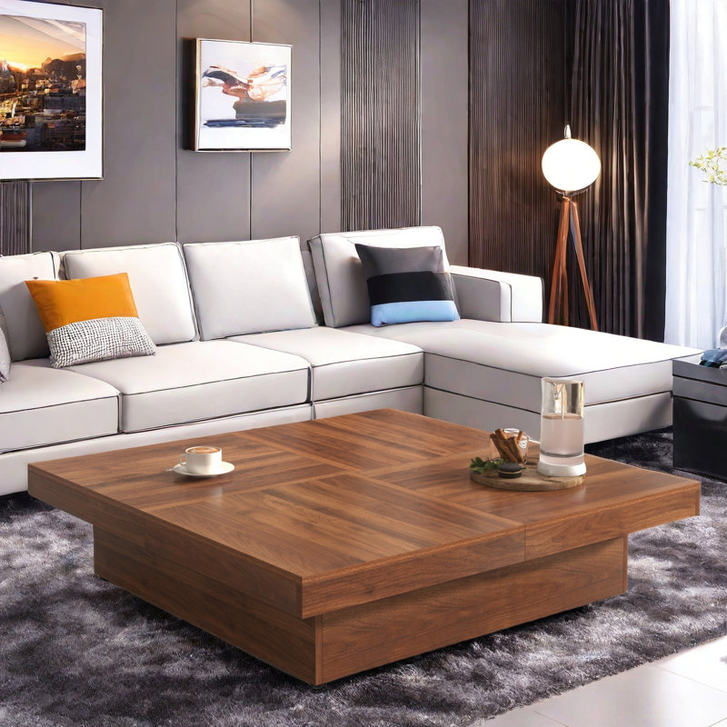 Table basse carrée avec rangement Ragib, 9.8" H x 39.4" W x 39.4" D
